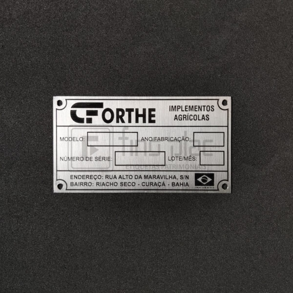 Placa para máquina e equipamentos em Aço Inox