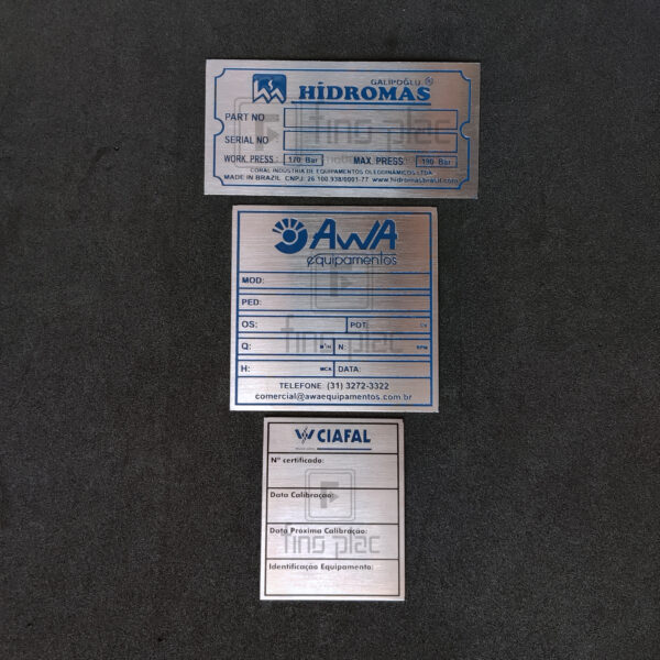 Placa para máquina e equipamentos em Aço Inox